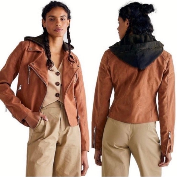 Free People Jackets & Blazers - Free People HARRIET VEGAN SUEDE HOODED MOTO JACKET NWT